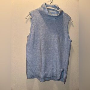 J. Crew Factory light blue turtle neck sleeveless tank cotton wool sweater L